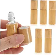 Baluue Pack Bamboo Perfume Roller Bottles Essential Oil Bottles for Travel Diy Aromatherapy Refillable Wood