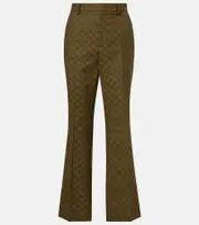 [Gucci] Gucci GG Canvas cotton-blend bootcut pants AU 12 green