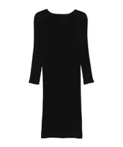 Hatching Pleats midi dress 2 black