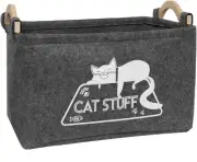 Cat Toy Box, Storage Basket with Handles, Felt Pet Small, Grey