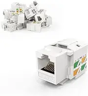 CableCreation Cat6 Keystone Jacks, 10-Pack RJ45 Keystone Jack UL Listed, Ethernet Keystone Modular Female Connectors, White B01FHC1HXO