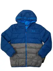 Under Armour NWT Boys Size Large Storm Pronto Puffer Jacket Coat Hooded Blue