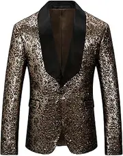 [Maiyifu-GJ] Men's Floral Dress Blazer Suit Jacket One Button Dinner Party Prom Jackets Luxury Stylish Slim Fit Wedding Tuxedo