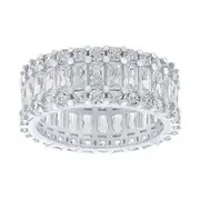 Sterling Silver Round & Baguette Cubic Zirconia Full Eternity Ring