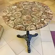 24" Elegant Petrified Stone Sofa Centerpiece Bistro Table Living Room Furniture