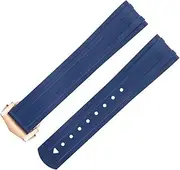 [RAYESS] FKM Fluorous Rubber Curved End For Omega Seamaster 300 Diving Stainless Fold Buckle Replacement WatchBands 20mm Strap
