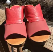 sanita wood othilde wedge flex sandal mix leather oil/soft red/orange 40