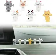YGMONER Set of 6 Cute Mini Cat Eats Fish Car Dashboard Decorations Funny Car Decor Kawaii Car Interior Accessories for Women Gifts