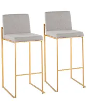 LumiSource Set of 2 Fuji High Back Bar Stools