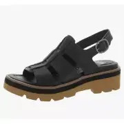 Sofft Patrina Women Leather Black Heels Sandal Size 9.5