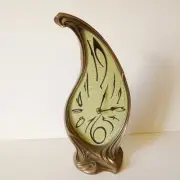 Clock, Trippy Bronze Finish Melting Mantel Clock, Dali Clock, Art Nouveau, Home