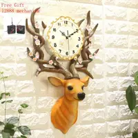 在飛比找蝦皮商城精選優惠-DIY創意裝飾鐘錶北歐電子 掛鐘客廳  石英鐘鹿頭家居時鐘