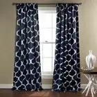 Set 2 Navy Blue White Geometric Curtains Panels Drapes 84 inch L Room Darkening
