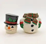 Vintage Avon Frosty Snowman Top Hat Salt & Pepper Shakers Stackable NIB