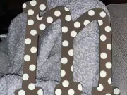wooden lower case “m” brown polka Dot Letter (8 Inches)