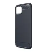 2Pcs Brushed Texture Carbon Fiber TPU Case for Google Pixel 4(Navy Blue)