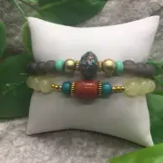 2 PC Handmade Bohemian Beaded Stackable Stretch Bracelet Set New Free Ship 8046