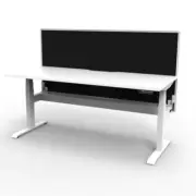Single Sided Workstation With Screen And Cable Tray Natural White