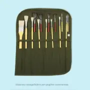 Roll Up Army Green Canvas Pen Cases Brush Bag Artist Watercolor ​Draw Pouch
