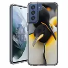 For Samsung Galaxy S20 S21 S23 S24 FE 5g TPU Case+Glass(Penguin Couple)