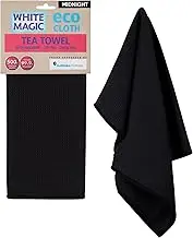 White Magic Tea Towel Single Pack, Midnight – Recycled Plastic Ultra Absorbent Microfibre, 70x50cm, Lint-Free, Quick-Drying, Durable & Stylish Kitchen Towel, Multi-Purpose Use, Easy Care