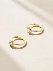 [STONE AND STRAND] STONE AND STRAND - Tie The Knot 9-karat Gold Diamond Hoop Earrings - One size One size Gold