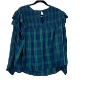 Vineyard Vines Blackwatch Ruffle-Trim Plaid Top Size 2XL NWT