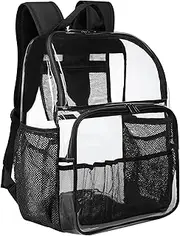 GiMiUiTo Clear Backpack,18'' See Through Backpack School Approved Heavy Duty Clear Backpack for College Work Travel Security