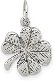 [JewelryWeb] 925 Sterling Silver Solid Polished Artisan Oxidized 4 leaf Clover Charm Pendant Necklace 20x8mm Wide