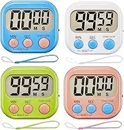Timers,Classroom Timer for Kids,Kitchen Timer for Cooking,Egg Timer,Magnetic Digital Clock Timer for Teacher,Study,Exercise,Oven,Cook,Baking,Desk - 4 Pack