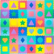 Kids Foam Puzzle Floor Play Mat with Shapes & Colors 36 Tiles, 12"X12" and 24 Bo