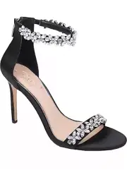 JEWEL BADGLEY MISCHKA Womens Black Encrusted Straps Ramira Stiletto Heels 7 M