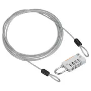 4 Digit Combination Lock 6.5Ft Security Cable Padlock Steel Lock Chain Gray
