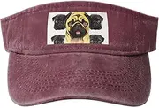 [RLDOBOFE] Sun Visor Hat Adjustable Empty Top Baseball Cap Black Yellow Pug Sun Hats for Women Men Sports Hats Summer Beach Cap