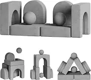 Pipleo 8 PCS Modular Kids Play Couch, Nugget Couch with 2 Balls, 8 in 1 Kids Play Couch Set, Convertible Sofa Foam Kids Couch for Playroom, Boys and Girls (Grey)