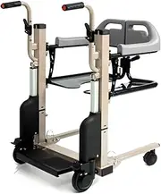 YVYKFZD Electric Patient Lift Transfer Chair, Portable Transport Wheelchair, 4 in 1 Patient Lift Wheelchair with 180° Split Seat, 360° Quiet Universal Wheel, Load 529 Lbs (Color : Gray)