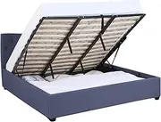 [Milano Decor] Gas Lift Bed Frame Capri Platform Base Bed with Storage Upholstered Modern Contemporary Design (King, Charcoal)
