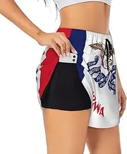[GaxfjRu] Iowa State Flag Print Women's Running Shorts High Waisted Running Shorts Pocket Sporty Gym Elastic Short