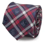 Mickey and Friends Navy Plaid Men's Tie - 100% Silk