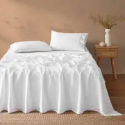 Natural Home Vintage Washed Hemp Linen Sheet Set White - Super King Bed