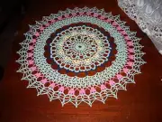 Beautiful NEW Hand Crocheted Doily Springtime HI-203