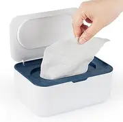 Flenpptly Baby Wipes Dispenser, Wipes Case Baby Wipe Holder Keeps Wipes Fresh, Non-Slip, Easy Open & Close (Blue)