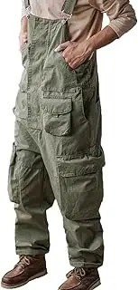 [Rexcyril] Men's Work Bib Overalls Loose Fit Workwear Dungarees Sloppy Coveralls with Adjustable Straps and Big Pockets