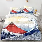 v3040 Bed Sheets Sea Wave Ships Print White Duvet Cover Set Soft Children Bed Linen Bed Sheets IU3040