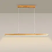 Wood Chandelier LED Linear Pendant Light Minimalist Line Hanging Ceiling Lamp Nordic Kitchen Island Lighting Fixture Wooden Chandeliers for Dining Room Office Living Room Star of Light