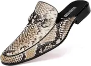 [GOLDEN COXES FAMILY] Casual Men's Dress Slip-on Mule Sandals Loafer Shoes, Leather Slippers with Buckle Formal Party Backless Sandals for Men