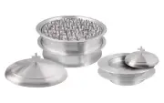 2 Communion Tray & 2 Bread Plate with Lids & 80 Cups | SS - Satin Matte Finish