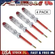 4Pcs Voltage Test Screwdriver AC100-500V 3mm Slotted LED Tester Electroprobe Pen
