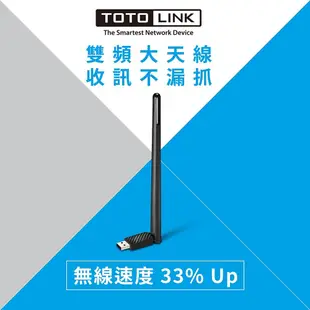 TOTOLINK 雙頻無線網卡 Wifi接收器 2.4/5g 無線USB網卡 (5.7折)