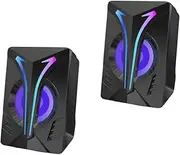 Powered Stereo Speakers RGB Gaming Speaker 3.5mm Auxiliary Input Sound